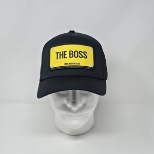 John Hatter & Co Snapback Cap Black A-Frame Trucker Hat The Boss Rubber Patch